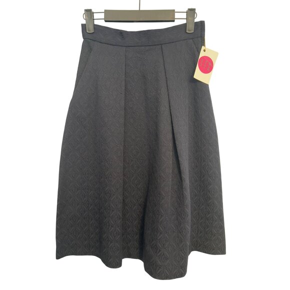 ZARA XS Navy A-Line Tapestry Fabric Skirt Pleats - Picture 6 of 14